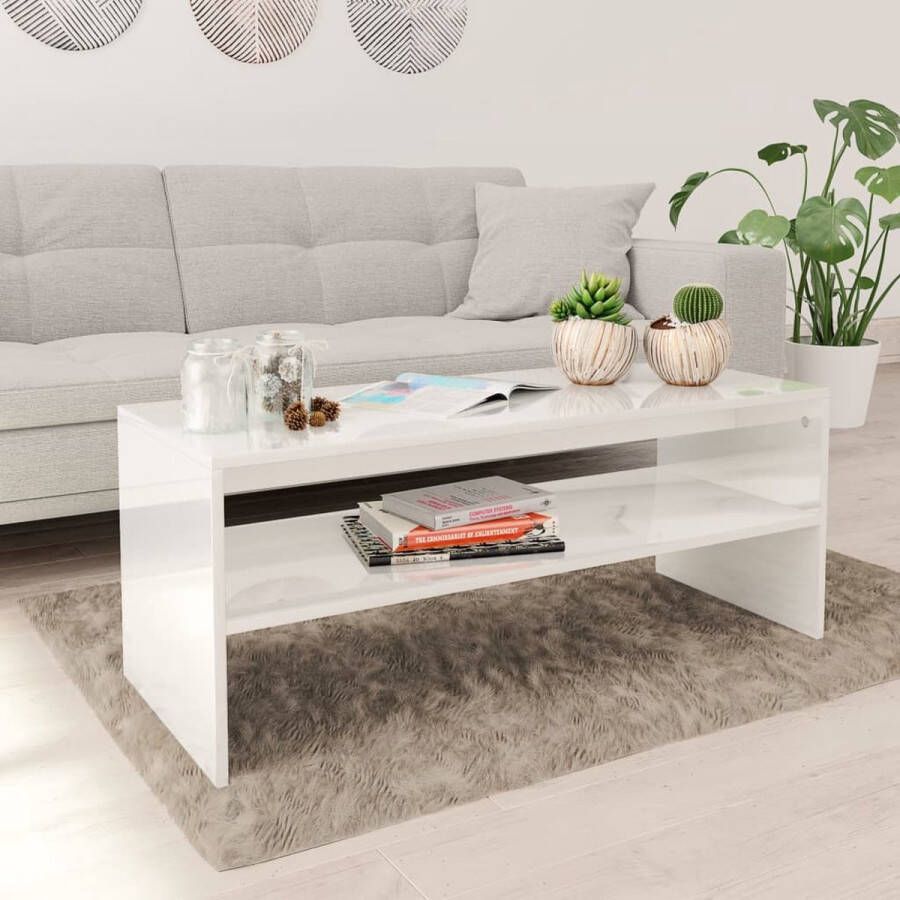 Decoways Salontafel 100x40x40 cm spaanplaat hoogglans wit