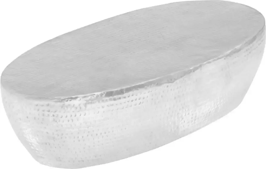 Decoways salontafel 100x50x28 cm gehamerd aluminium zilver