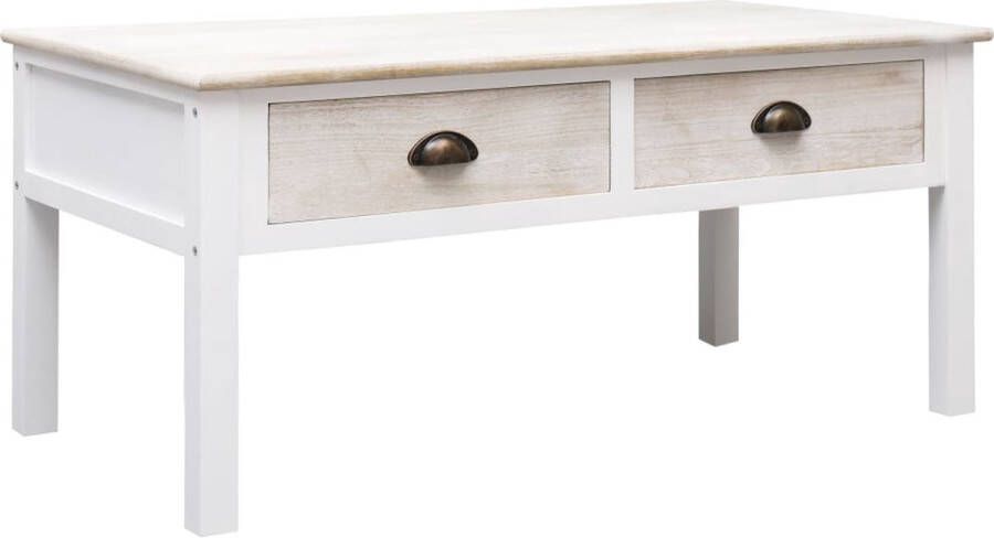 Decoways Salontafel 100x50x45 cm hout wit en naturel