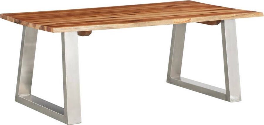 Decoways Salontafel 100x60x40 cm massief acaciahout en roestvrij staal