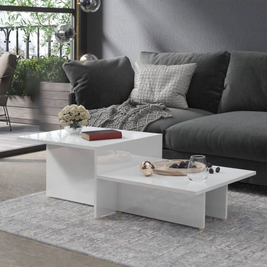 Decoways Salontafel 111 5x50x33 cm spaanplaat hoogglans wit