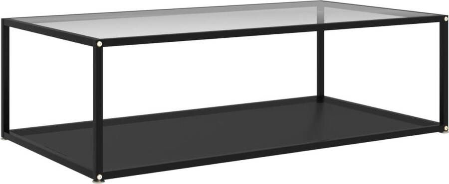Decoways Salontafel 120x60x35 cm gehard glas transparant en zwart