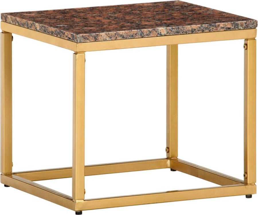 Decoways Salontafel 40x40x35 cm echt steen met marmeren textuur bruin