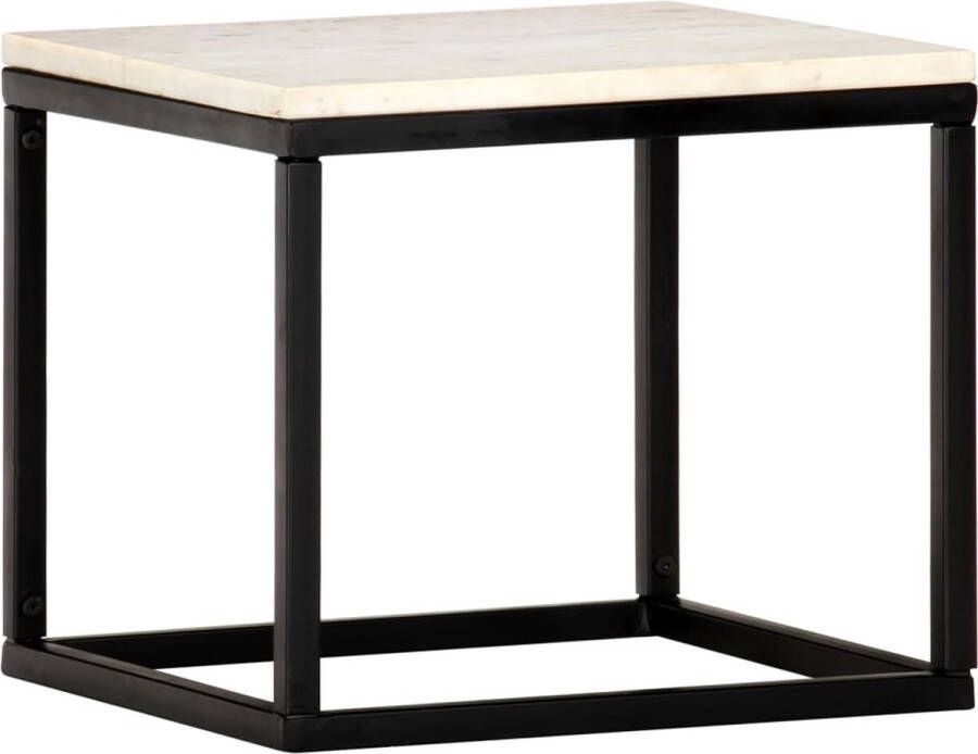 Decoways Salontafel 40x40x35 cm echt steen met marmeren textuur wit