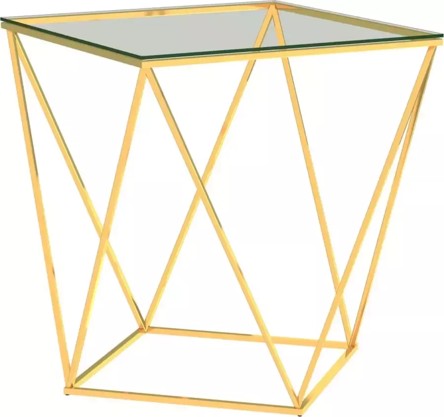Decoways Salontafel 50x50x55 cm roestvrij staal goudkleurig transparant