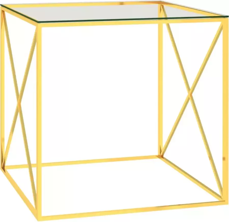 Decoways Salontafel 55x55x55 cm roestvrij staal en glas goudkleurig