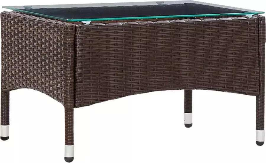 Decoways Salontafel 60x40x36 cm poly rattan bruin