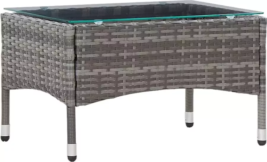 Decoways Salontafel 60x40x36 cm poly rattan grijs