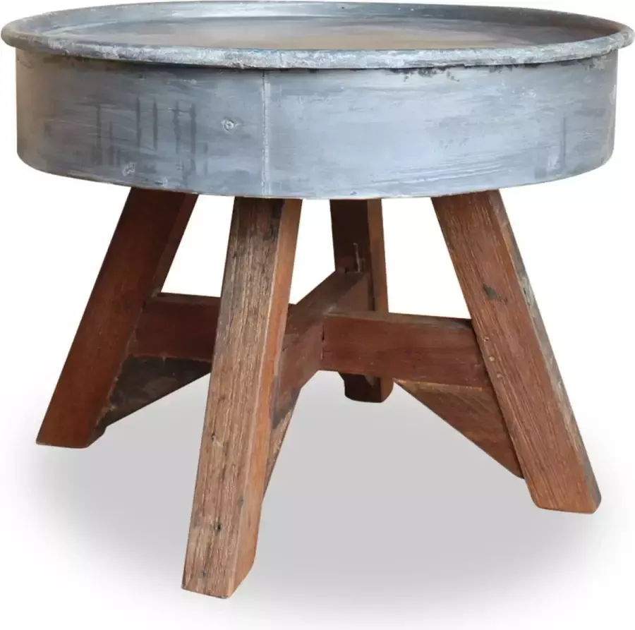 Decoways Salontafel 60x45 cm gerecycled hout zilver