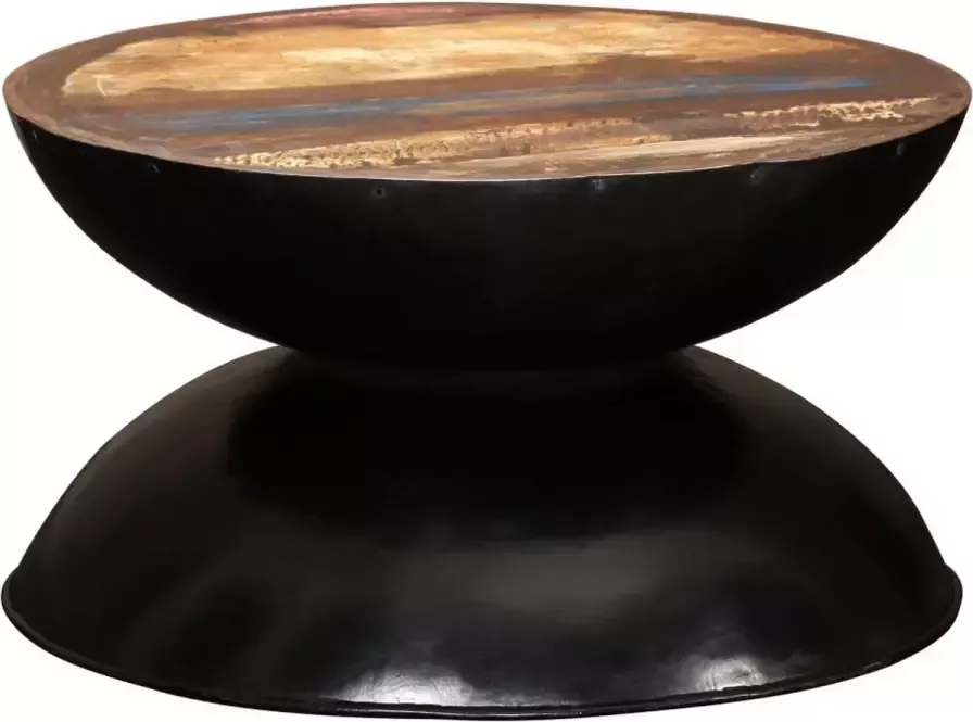 Decoways Salontafel 60x60x33 cm massief gerecycled hout zwart