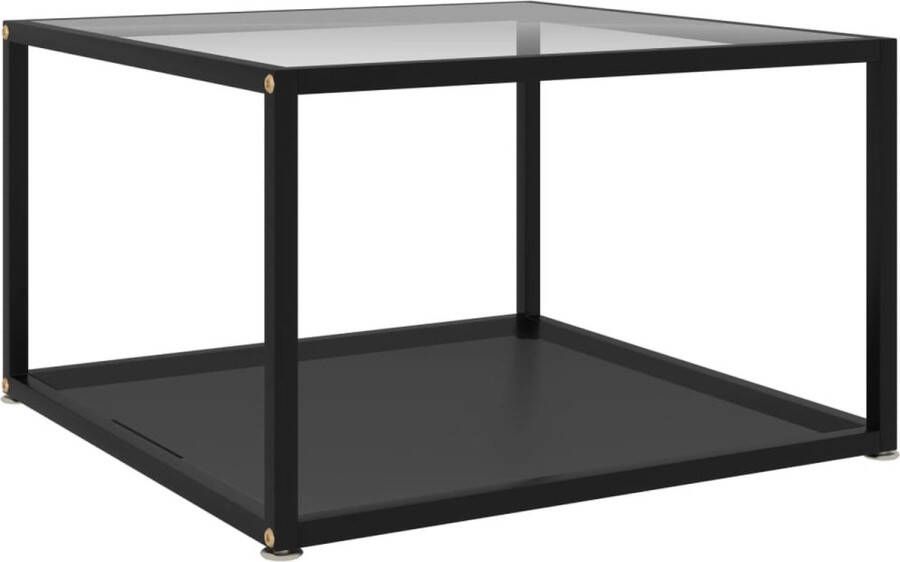 Decoways Salontafel 60x60x35 cm gehard glas transparant en zwart