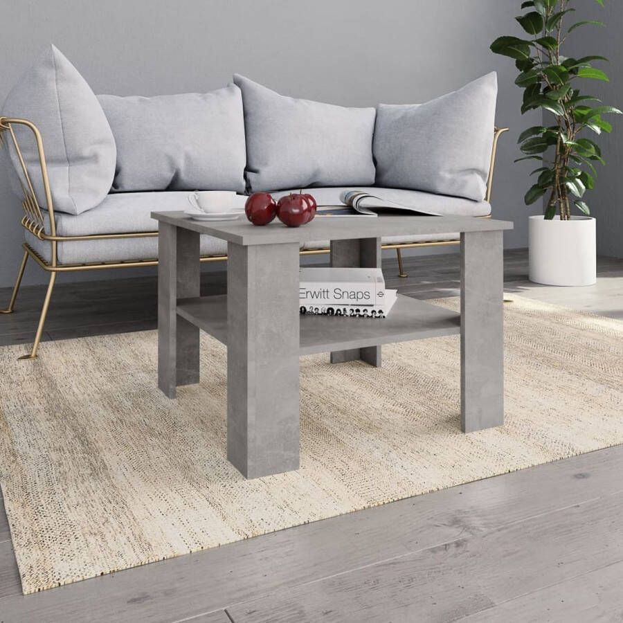 Decoways Salontafel 60x60x42 cm spaanplaat betongrijs