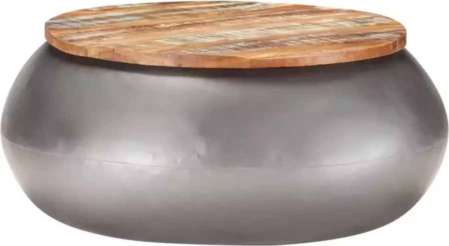 Decoways Salontafel 68x68x30 cm massief gerecycled hout grijs
