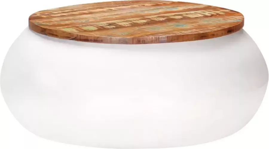 Decoways Salontafel 68x68x30 cm massief gerecycled hout wit