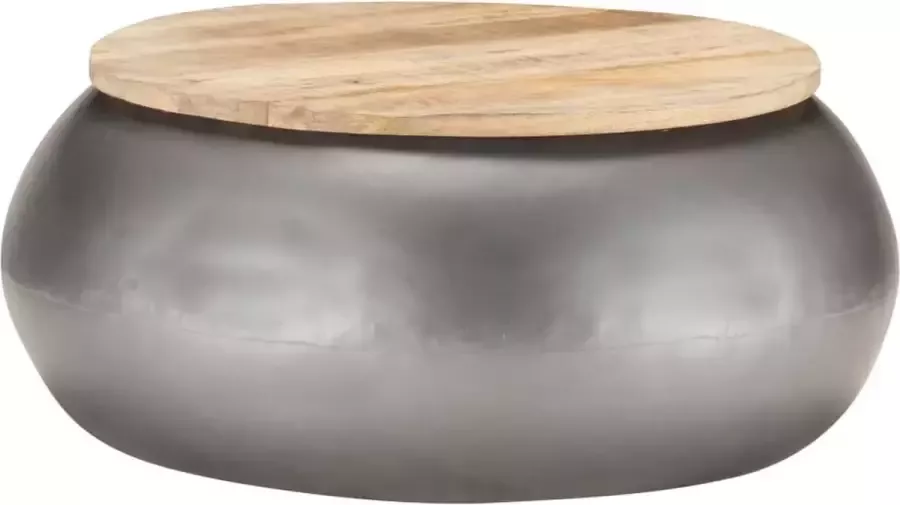 Decoways Salontafel 68x68x30 cm massief mangohout grijs