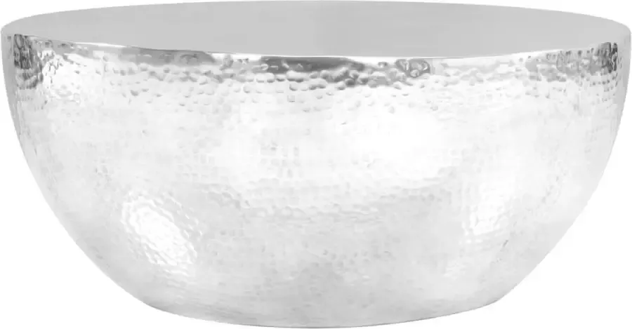 Decoways Salontafel 70x30 cm gehamerd aluminium zilverkleurig