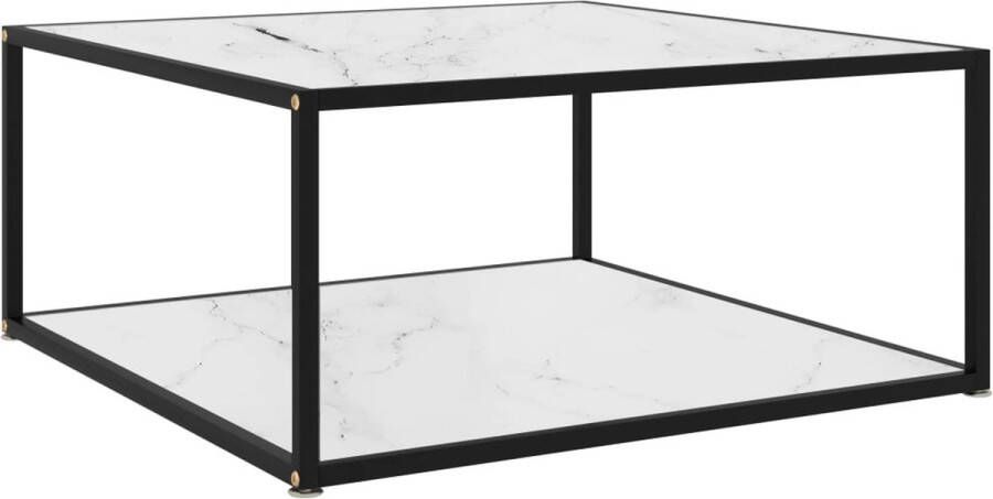 Decoways Salontafel 80x80x35 cm gehard glas wit