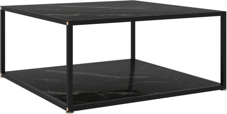 Decoways Salontafel 80x80x35 cm gehard glas zwart