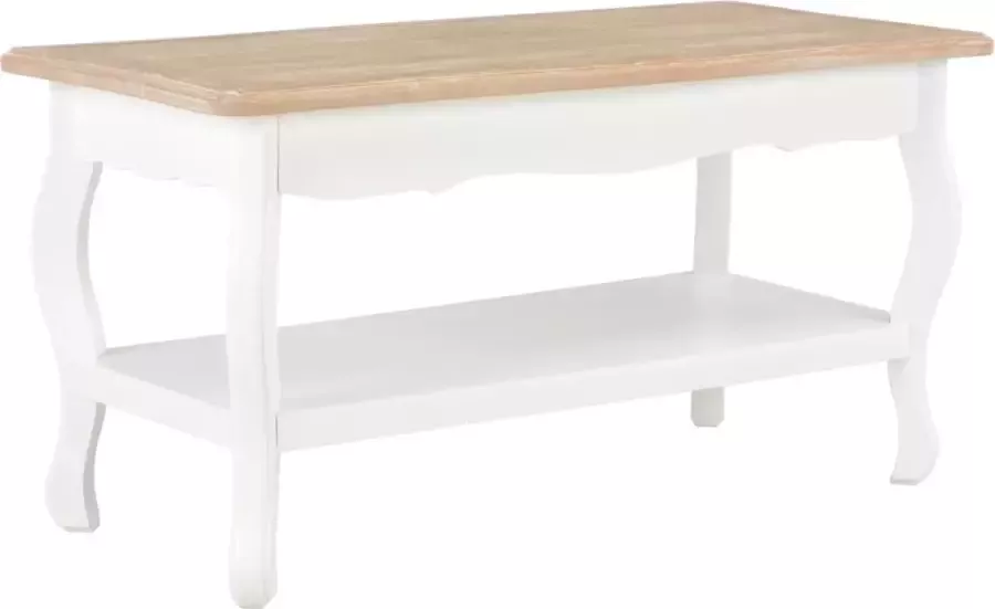 Decoways Salontafel 87 5x42x44 cm massief grenenhout wit en bruin