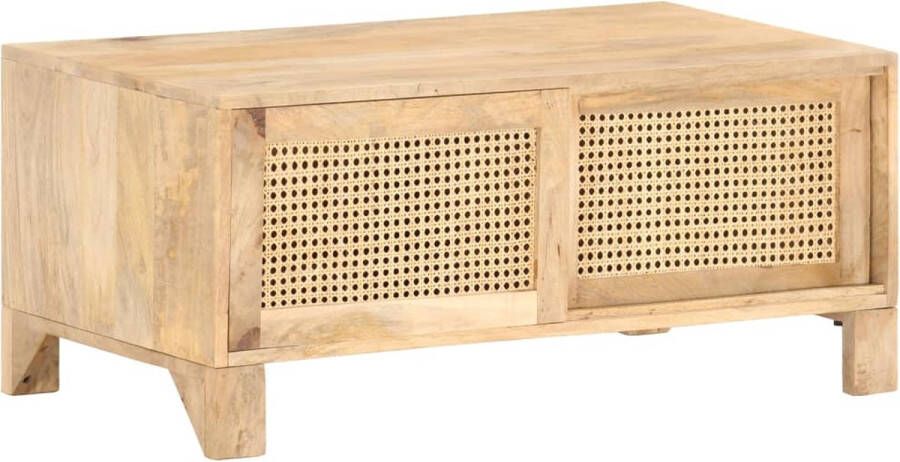 Decoways Salontafel 90x50x40 cm massief mangohout en natuurlijk riet