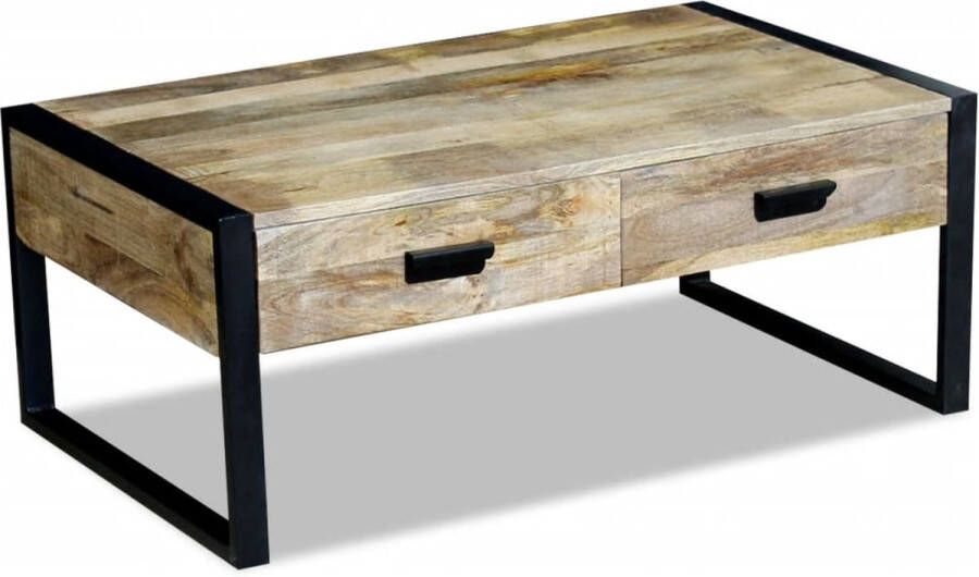 Decoways Salontafel met 2 lades 100x60x40 cm massief mangohout