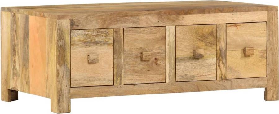 Decoways Salontafel met 4 lades 90x50x35 cm massief mangohout