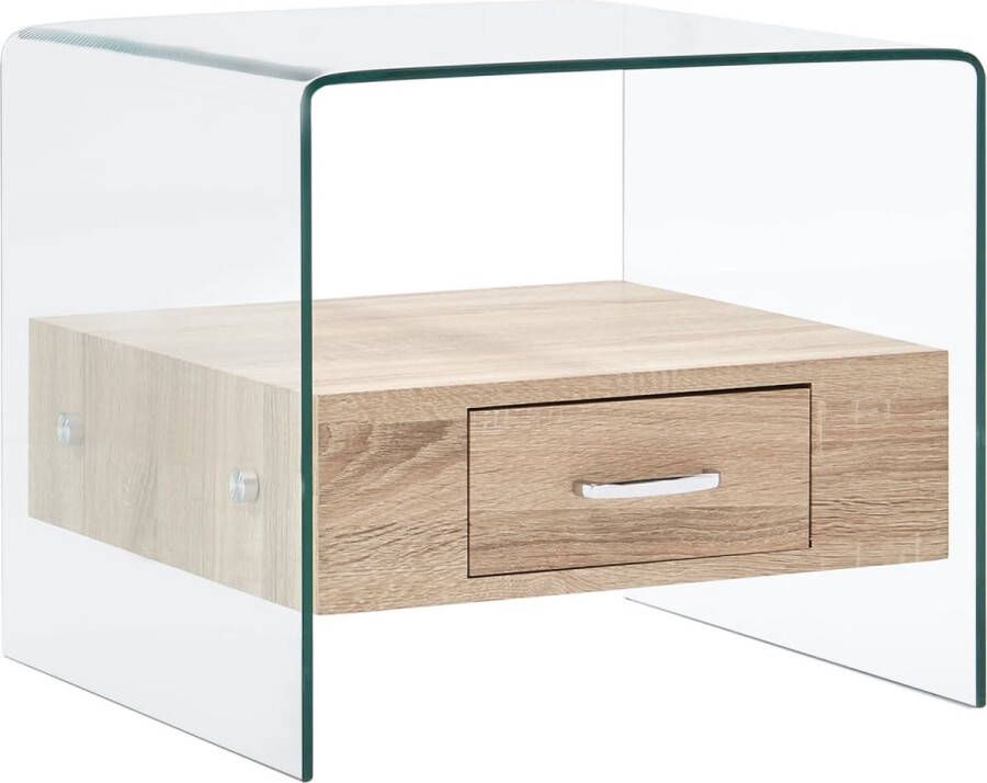 Decoways Salontafel met lade 50x50x45 cm gehard glas