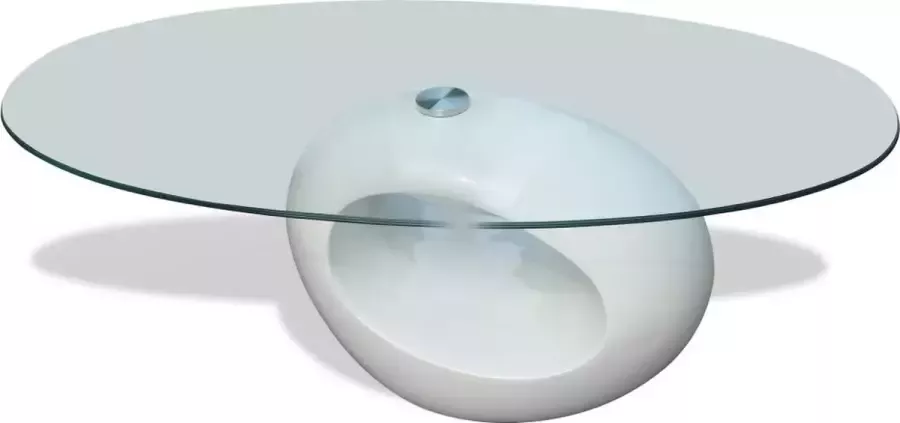Decoways Salontafel met ovaal glazen tafelblad hoogglans wit