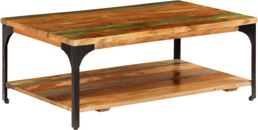 Decoways Salontafel met schap 100x60x35 cm massief gerecycled hout