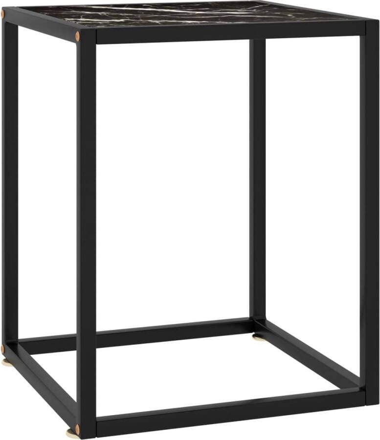 Decoways Salontafel met zwart marmerglas 40x40x50 cm zwart