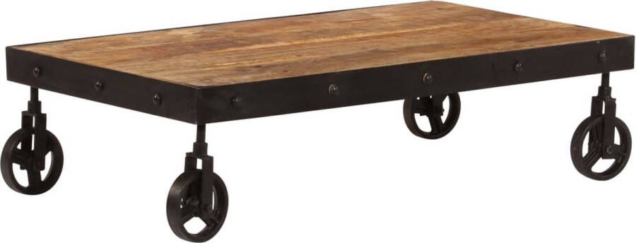 Decoways Salontafel op wieltjes 100x60x26 cm massief mangohout