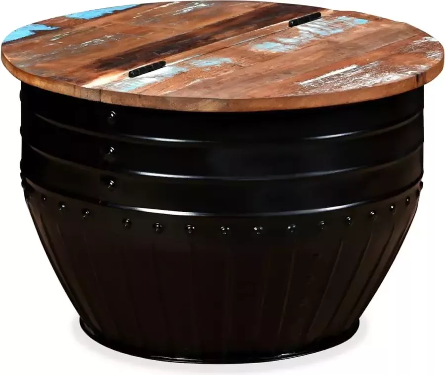 Decoways Salontafel tonvormig massief gerecycled hout zwart