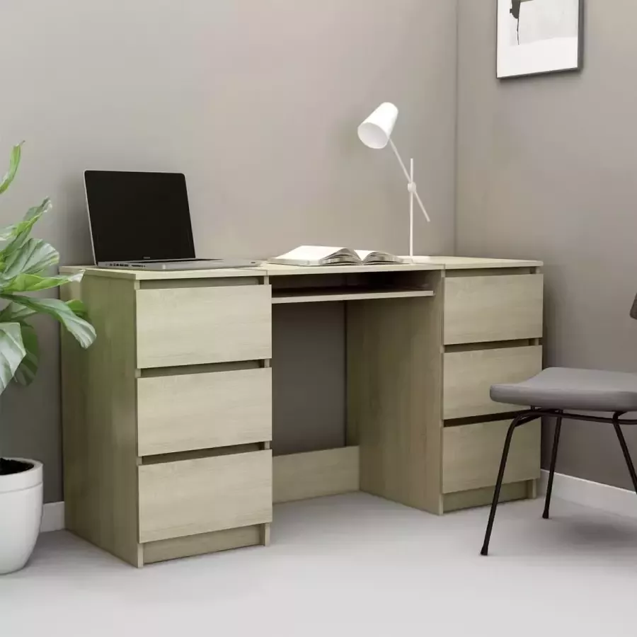 Decoways Schrijftafel 140x50x77 cm spaanplaat sonoma eikenkleurig