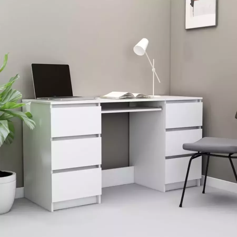 Decoways Schrijftafel 140x50x77 cm spaanplaat wit