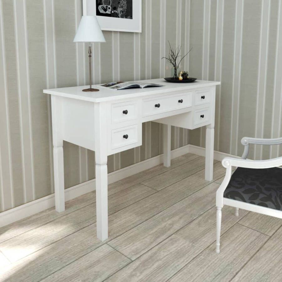Decoways Schrijftafel met 5 lades wit