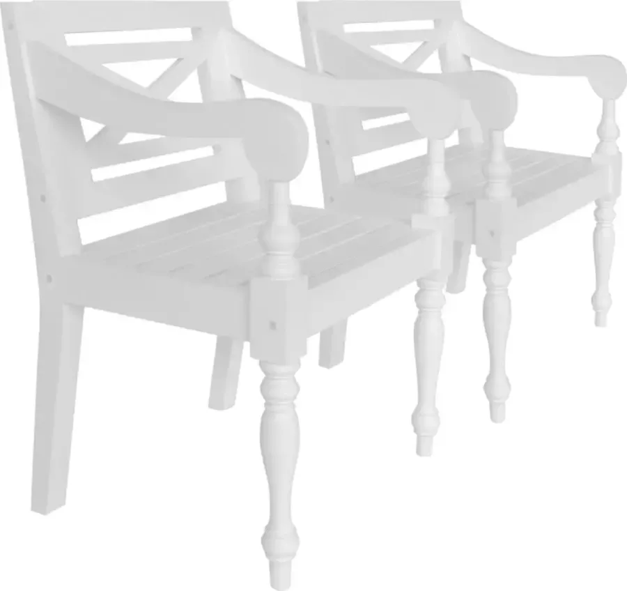 Decoways Stoelen Batavia 2 stuks massief mahoniehout wit