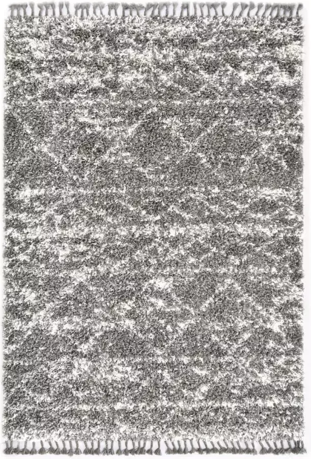 Decoways Tapijt Berber shaggy hoogpolig 160x230 cm PP grijs en beige