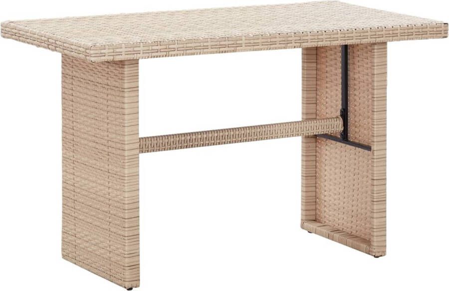 Decoways Tuintafel 110x60x67 cm poly rattan beige