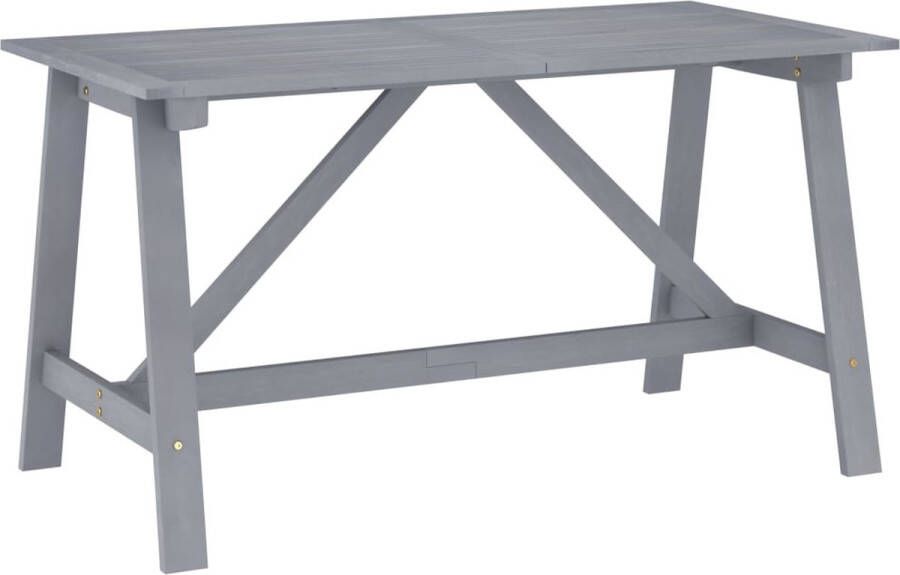 Decoways Tuintafel 140x70x73 5 cm massief acaciahout grijs