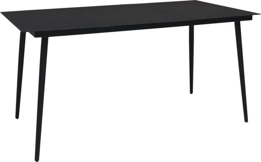 Decoways Tuintafel 150x80x74 cm staal en glas zwart