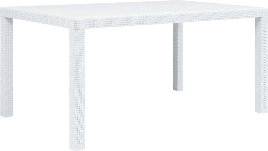 Decoways Tuintafel 150x90x72 cm rattan-look kunststof wit