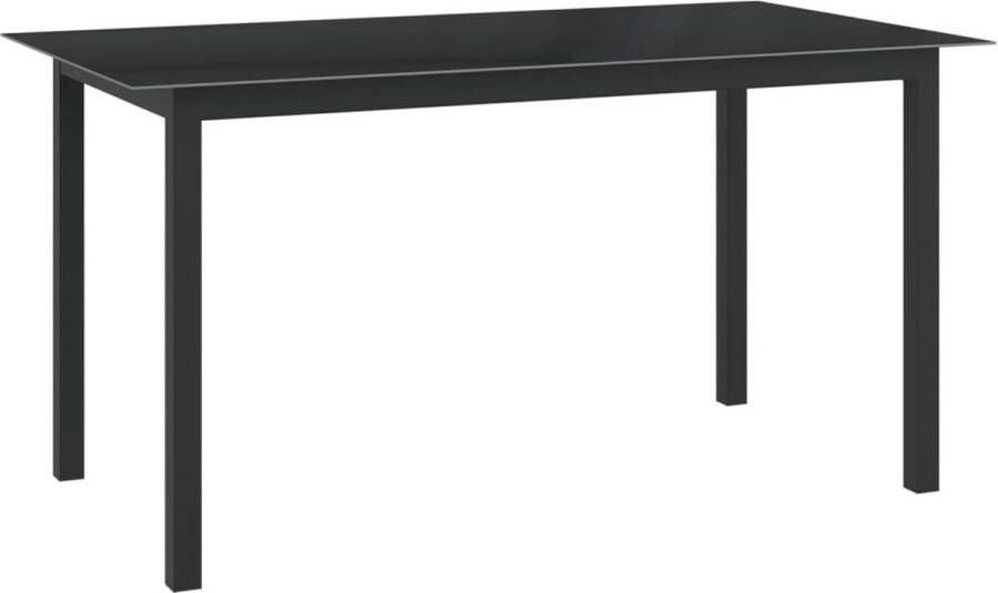 Decoways Tuintafel 150x90x74 cm aluminium en glas zwart