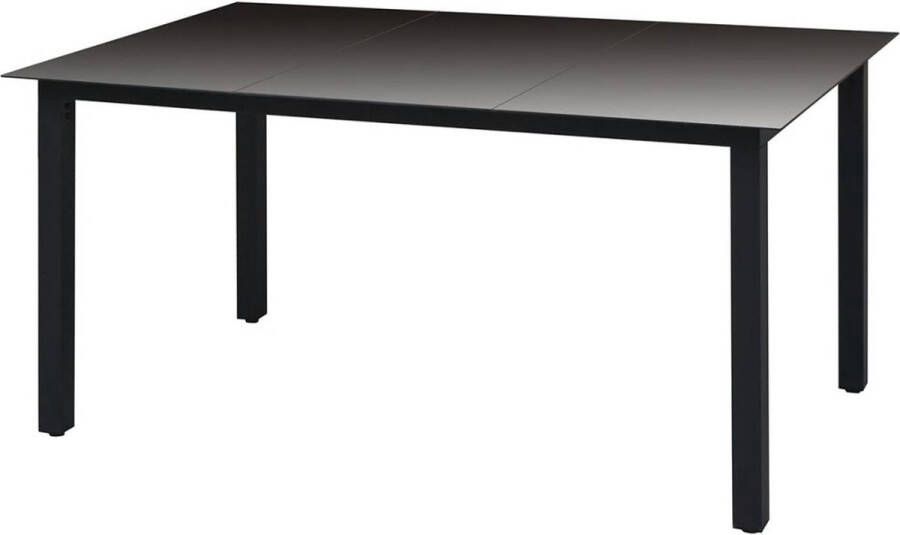 Decoways Tuintafel 150x90x74 cm aluminium en glas zwart