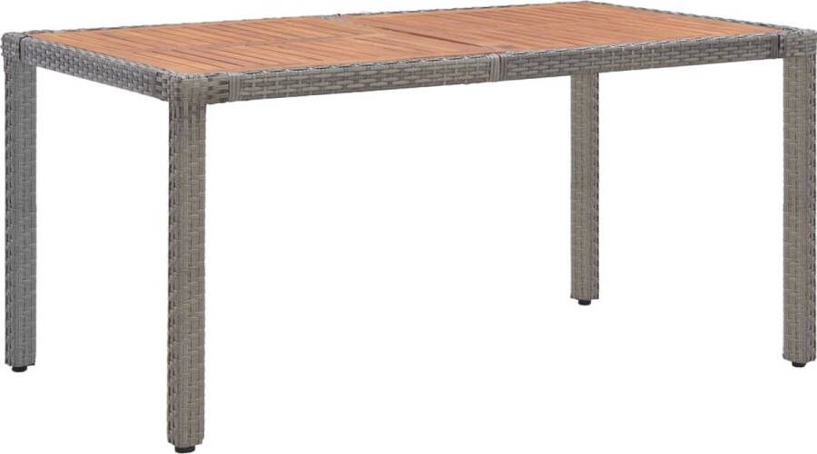 Decoways Tuintafel 150x90x75 cm poly rattan en massief acaciahout grijs