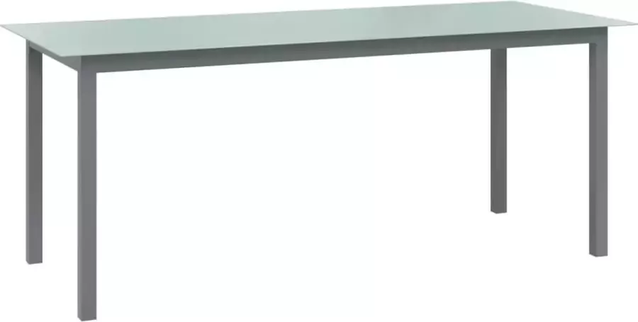 Decoways Tuintafel 190x90x74 cm aluminium en glas lichtgrijs