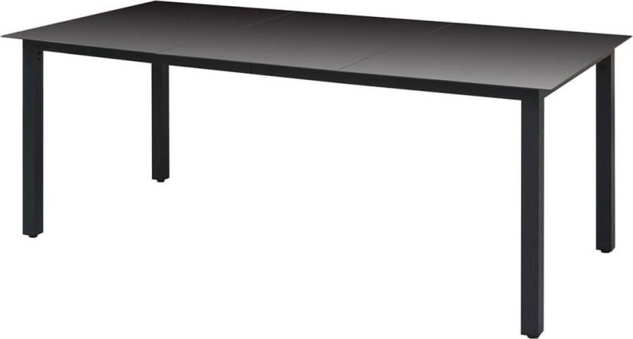 Decoways Tuintafel 190x90x74 cm aluminium en glas zwart