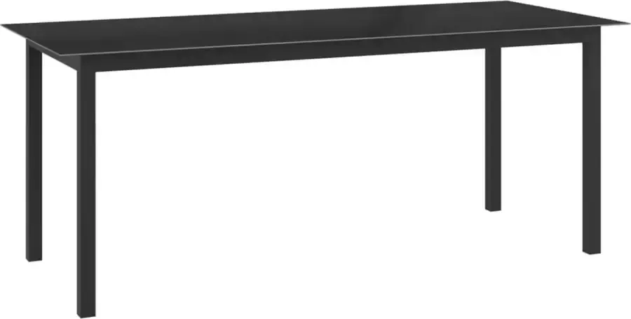 Decoways Tuintafel 190x90x74 cm aluminium en glas zwart