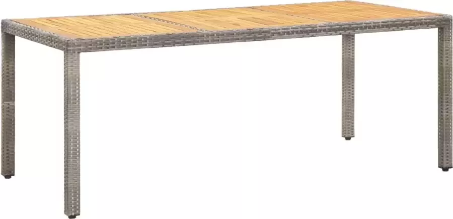 Decoways Tuintafel 190x90x75 cm poly rattan en acaciahout grijs