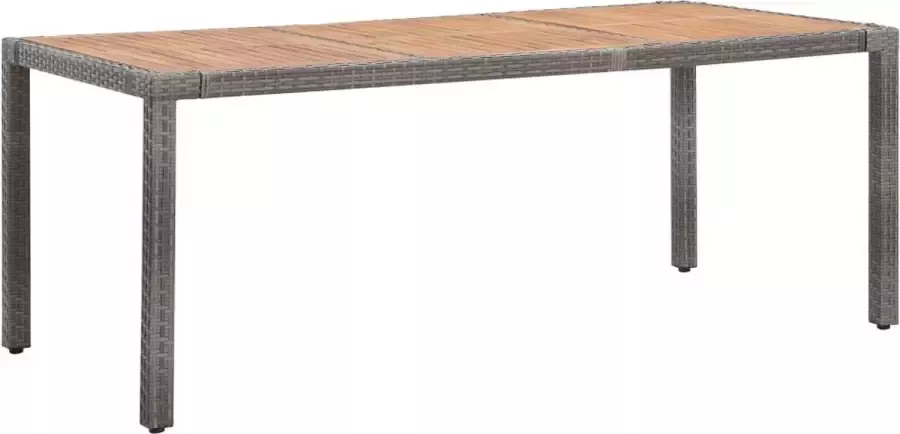 Decoways Tuintafel 190x90x75 cm poly rattan en massief acaciahout grijs