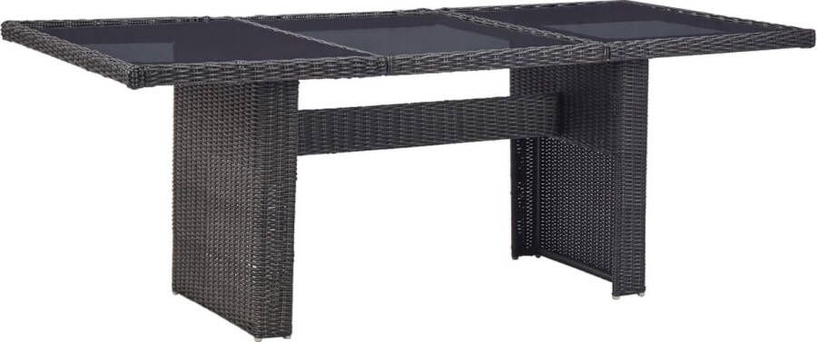 Decoways Tuintafel 200x100x74 cm glas en poly rattan zwart